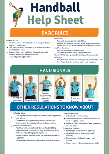 Handball Help Sheet