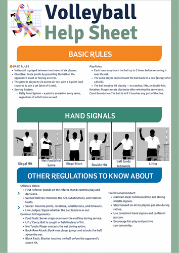 Volleyball Help Sheet