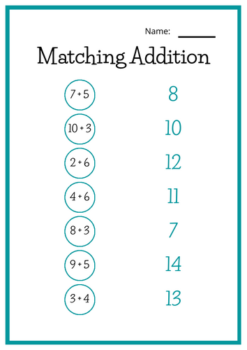 Matching Addition to 10, 20, 50