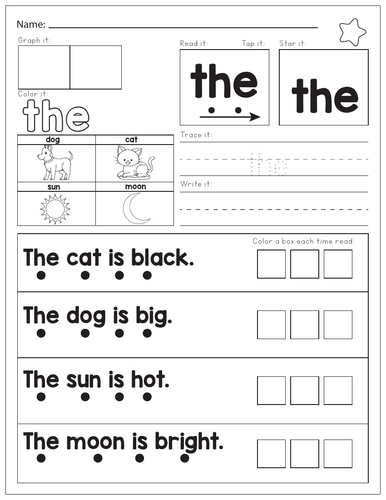 Sight Words Worksheets | Science of Reading Word Work & Fluency ...