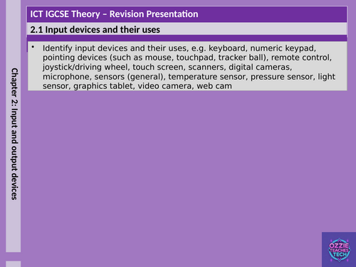 GCSE ICT Theory Revision:  Input Devices