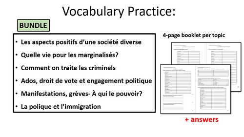 Vocabulary Practice- Year 2 Topics- A level French | Teaching Resources