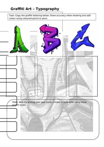 Art and Design - Graffiti Art worksheets | Teaching Resources