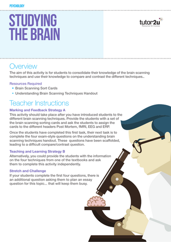 AQA A-level Psychology: Ways of Studying the Brain (Lesson 5 of Biopsychology)