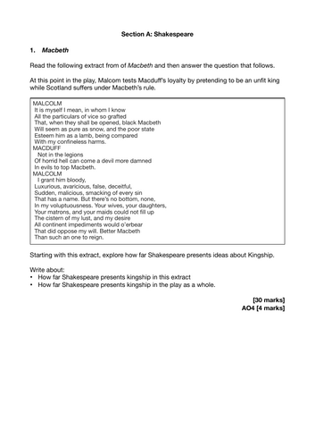 GCSE Literature Macbeth Predicted Exam Questions 2026 (AQA) | Teaching ...