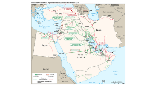 Map of oil and gas pipelines in the Middle-East | Teaching Resources