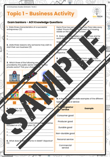 EDUQAS / WJEC GCSE Business Practice Exam Question Booklet | Teaching ...