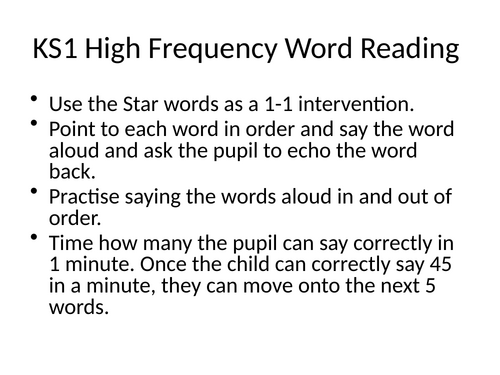 KS1 high frequency word reading intervention mats | Teaching Resources