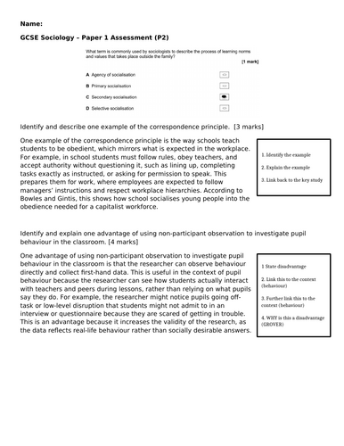GCSE AQA Education Mid-Point Assessment (20 Marks) with Model Answers ...