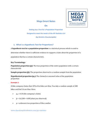 6.4 Setting Up a 91����t for a Population Proportion (AP Statistics)