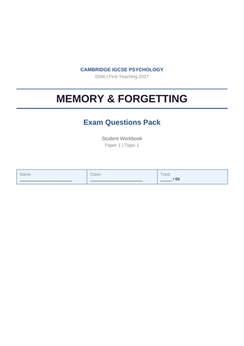 Cambridge IGCSE Psychology (0266) Memory Exam Questions | AO1 AO2 AO3 ...
