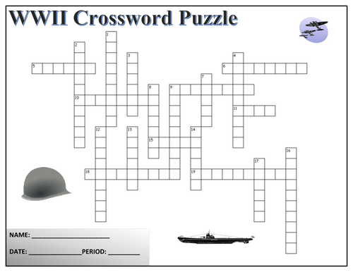 World War II WWII (WW2) Terminology Crossword Puzzle Activity Worksheet ...