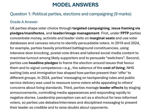AQA: A Level Politics - Paper 1 - Mock Exam Paper - Inc. Mark Scheme ...