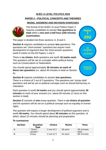 WJEC AS/A Level Politics Model Answers - Full Papers - Paper 3 - 2024 ...