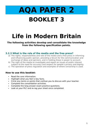 AQA GCSE Citizenship Revision - Life in Modern Britain Unit 1-4 ...