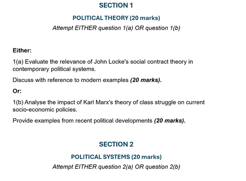 SQA: A Level Politics - Paper 1 - Mock Exam Paper - Inc. Mark Scheme ...