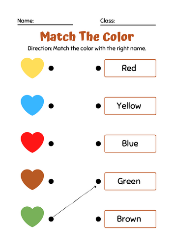 Colour matching worksheet