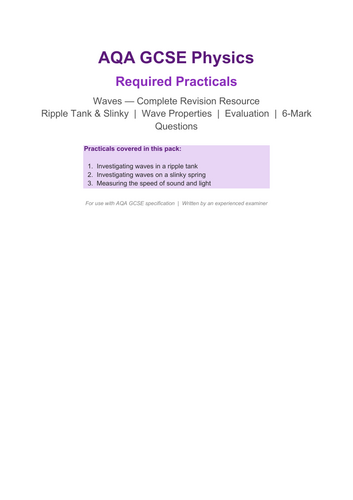 AQA GCSE Physics Required Practical- Waves (Ripple Tank)