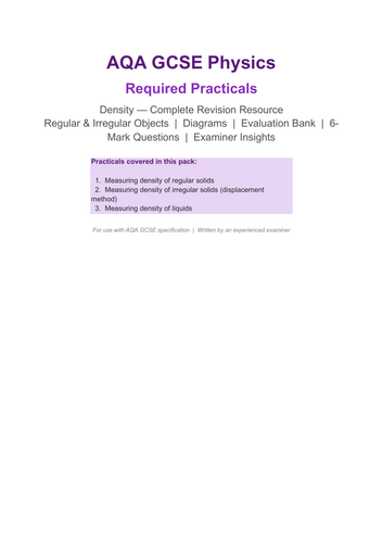AQA GCSE Physics Required Practical- Density