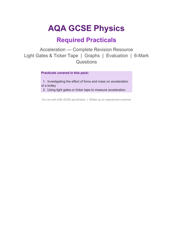 AQA GCSE Physics Required Practical- Acceleration
