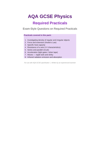 AQA GCSE Physics Required Practical- Practice Questions