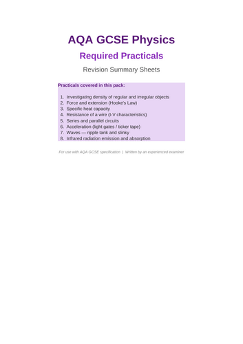 AQA GCSE Physics Required practicals Bundle | Teaching Resources