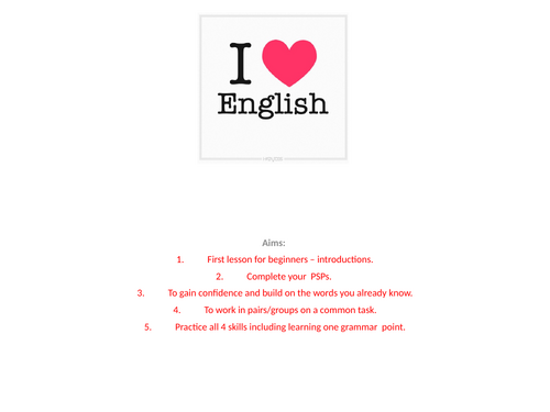 First Lesson in English that is ideal for learners who are new to ...