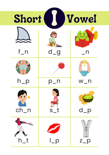 Short I vowel Worksheet