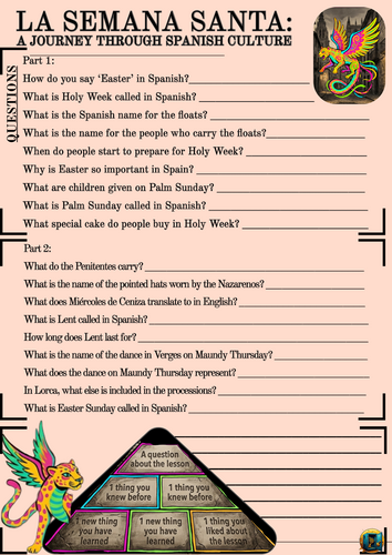 Semana Santa/Easter in Spain: Visual Cultural Lesson & Worksheet (GCSE ...