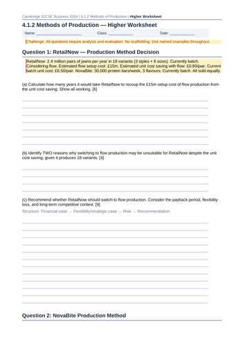 Cambridge IGCSE Business 0264 | 4.1.2 Methods of Production | Lesson ...