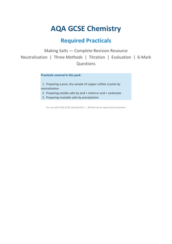 AQA GCSE Chemistry Required Practical- Making Salts