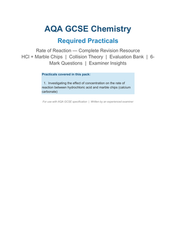 AQA GCSE Chemistry Required Practical- Rates of Reactions