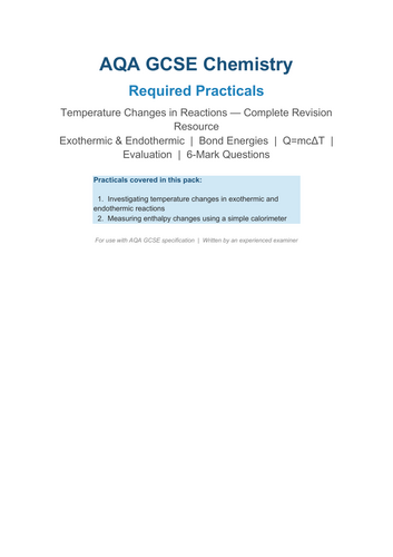 AQA GCSE Chemistry Required Practical- Temperature Changes