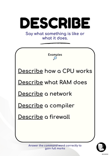 Computer Science Command Words Poster (Free) | GCSE Exam Skills | KS3 ...