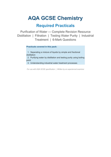 AQA GCSE Chemistry Required Practical- Water purification