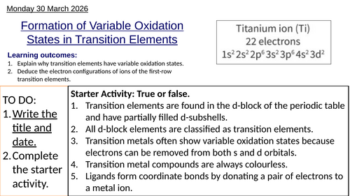 S3.1 Formation of Variable Oxidation States in Transition Elements, HL ...