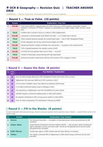 A-Level - OCR B Geography - end of course quiz | Teaching Resources