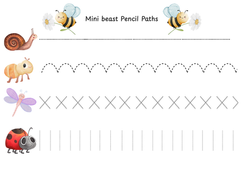 Mini beasts pencil paths