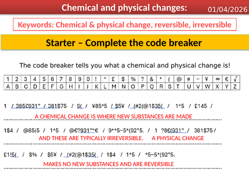 Chemical and physical changes