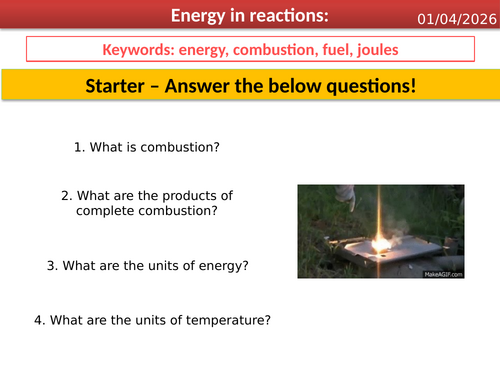 Energy in reactions