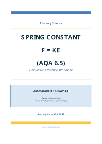 Hooke's Law Spring Calculations - AQA GCSE Physics Practice Book ...