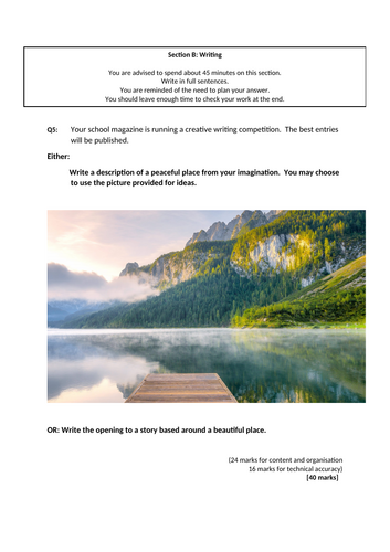 GCSE AQA English Lang Paper 1 Creative writing booklet assessment ...