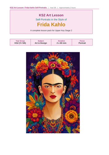 KS2 Frida Kahlo Self Portrait Art Lesson | Teaching Resources