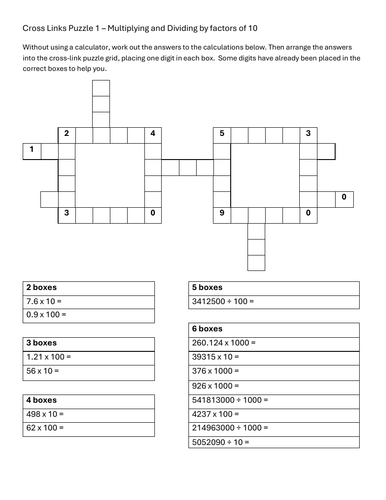 KS3 Maths Activities 2 Number -Factors of 10 and Standard Form Puzzles ( 5 puzzles)