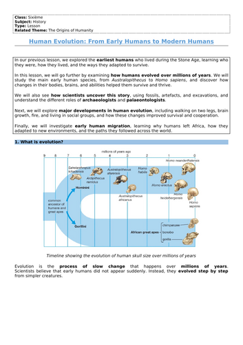 Human Evolution & Early Migration – Complete Lesson & Activities ...