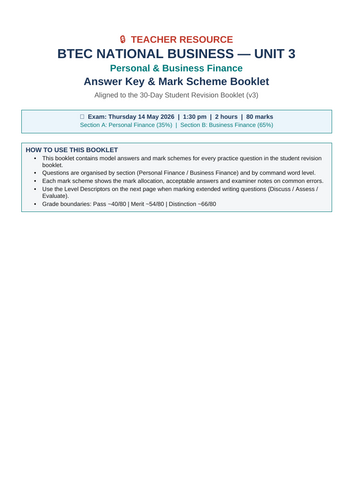 BTEC Unit 3 Personal & Business Finance - STUDENT REVISION BOOKLET ...
