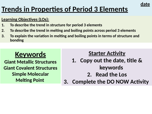 Trends in Properties of Period 3 Elements | Teaching Resources