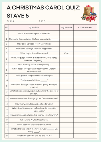 AQA A Christmas Carol Exam Revision Booklet | Teaching Resources
