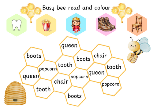 Busy bee read and colour phase 3