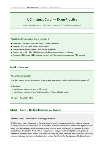 A Christmas Carol | Complete GCSE Revision Bundle | Worksheets ...